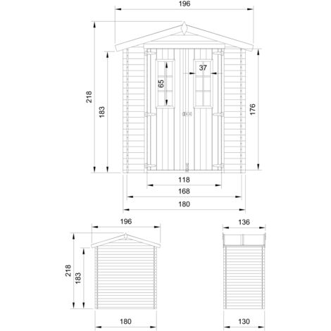 Wooden Garden Shed- Pent Shiplap Wooden Shed H218 x 136 x 196 cm / 1.98 m2 - Sheds and Outdoor Storage  - Wooden garden storage shed, 19 mm planks -  Bike shed, Small shed, windows- TIMBELA M367C