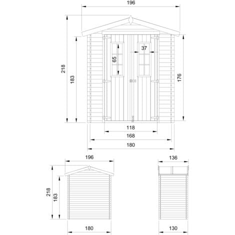 Wooden Garden Shed- Pent Shiplap Wooden Shed H218 x 136 x 196 cm / 1.98 m2 - Sheds and Outdoor Storage  - Outdoor garden shed with impregnated floor, 19 mm planks - TIMBELA M367C+M367G