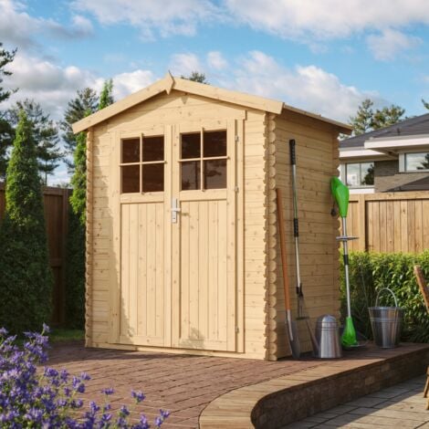 Wooden Garden Shed- Pent Shiplap Wooden Shed H218 x 136 x 196 cm / 1.98 m2 - Sheds and Outdoor Storage  - Outdoor garden shed with impregnated floor, 19 mm planks - TIMBELA M367F+M367G
