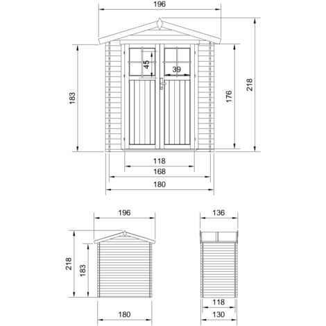 Wooden Garden Shed- Pent Shiplap Wooden Shed H218 x 136 x 196 cm / 1.98 m2 - Sheds and Outdoor Storage  - Outdoor garden shed with impregnated floor, 19 mm planks - TIMBELA M367F+M367G