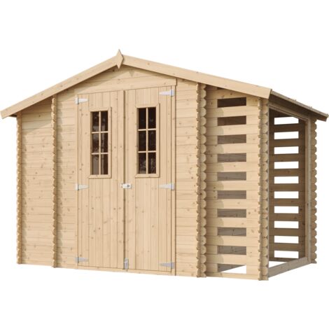 Wooden Garden Shed and Log shed, 19 mm planks - Sheds and Outdoor Storage - Wooden Shed - H218 x 328 x 206 cm / 5.47 m2  (1.5 m3 capacity), Bike storage, Waterproof roof - TIMBELA M389C