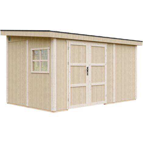 Garden house premium quality 8.68 m² - H231x248x412 cm - Construction of LP Smartside panels - Without floor and side wall - Timbela M939B (1/5)
