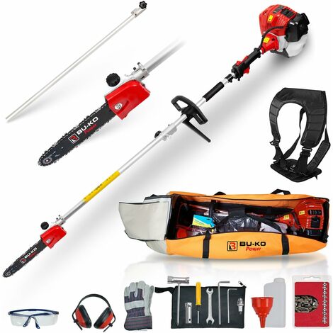BU-KO 52cc Long Reach Petrol Pruner Saw Attachment and 75cm Extension Pole with Toolbag for Convenient Storage, Ultimate Garden Tool for Tree Trimming, Branch Pruning, and Precision Cutting