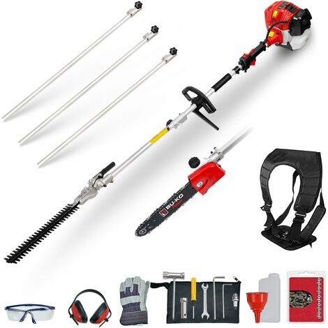 BU-KO 52cc Long Reach Petrol Hedge Trimmer and Pruner Saw with 3X 75cm Extension Pole, Ultimate Garden Tool for Precision Cutting, Trim Hedges and Prune with Ease (1/5)