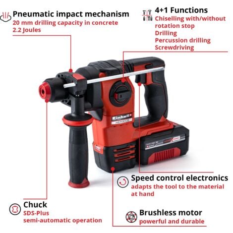 Einhell Cordless Rotary Hammer Drill 2.2J 18V HEROCCO With Battery & Charger PXC
