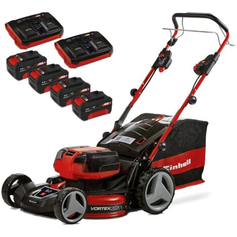 Einhell Power X-Change Cordless Lawnmower 36V - 47cm Cutting Width - 4x 4.0Ah  Batteries And 2x TwinChargers - GE-CM 36/47 S HW Li