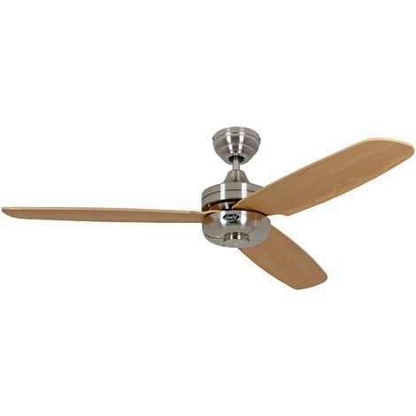 Ventilatore da soffitto Modulo, 132cm, corpo bianco/pale legno chiaro, con luce, Klassfan