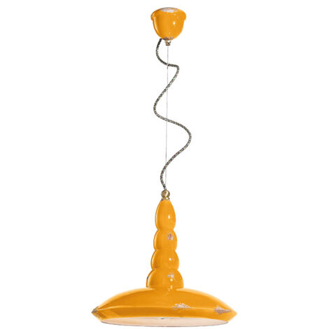 Lampadario Vintage Vague Vintage Ferro E Ceramica Giallo 1 Luce E27 40Cm (1/3)