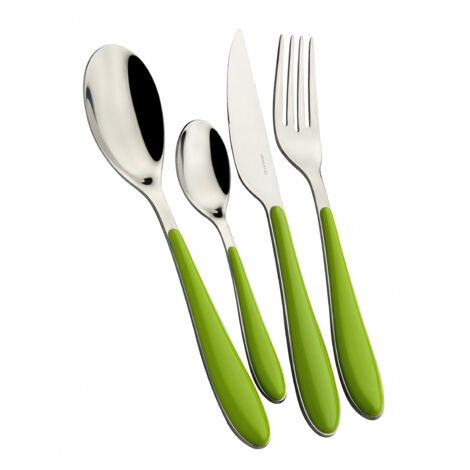 Set posate 24 pezzi in scatola regalo con finestra Gioia Verde Mela Tinta unita Bugatti