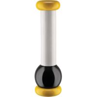 Alessi MP0210 1 Macinasale, Pepe e Spezie in Legno di Faggio, Giallo, Nero e Bianco, 100 Values Collection, Acciaio