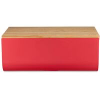 Alessi Mattina BG03 R - Cassetta per Pane, Acciaio Colorato con Resina Epossidica, Legno di Bambù, Rosso