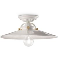 Plafoniera Industrial Minimal B&W Metallo Smaltato Bianco 1 Luce E27 31Cm
