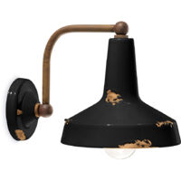 Applique Vintage Ceramica Nera Curva 1 Luce E27