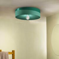 Plafoniera Grande Vintage Decò Pi Ceramica Nero Carbone 1 Luce E27