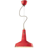 Lampadario Vintage Vague Vintage Ferro E Ceramica Rosso 1 Luce E27 35Cm