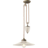 Lampadario Vintage Colors Saliscendi Ferro E Ceramica Crema 1 Luce E27