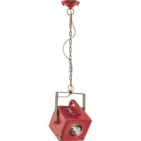 Lampadario Vintage Industrial Ferro E Ceramica Rosso 1 Luce E27