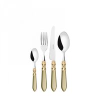 Set posate 24 pezzi in astuccio di legno Aladdin ghiera dorata Verde Certosa Seta Bugatti