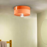 Plafoniera Media Vintage Decò Pi Ceramica Arancio Pesca 1 Luce E27