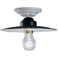 Plafoniera Industrial Potenza Ferro E Ceramica Nero Diam. 35Cm 1 Luce E27