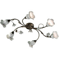 Plafoniera Classica Pisa Metallo E Ceramica Nero Sfumato Oro 6 Luci E14