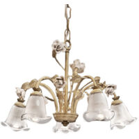 Lampadario Classico Siena Metallo E Ceramica Nero Sfumato Oro Lucido 5 Luci E14