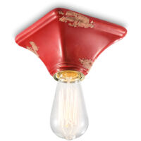Plafoniera Vintage Quadrata Piccola Ceramica Rossa 1 Luce E27