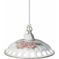 Lampadario Classico Napoli Ceramica E Ottone Satinato Decorato 1 Luce E27