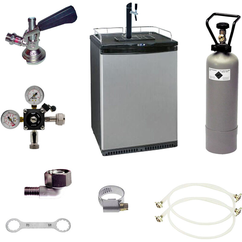 Komplett Set - Fasskühlschrank (Bierbar) - inkl. Schanksäule und  Kompensatorhahn, Zapfkopf:5 Liter Adapter