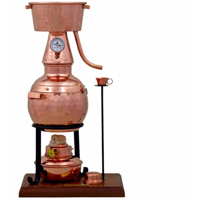Destille Alquitar premium 0,7 Liter mit Spiritusbrenner und Thermometer