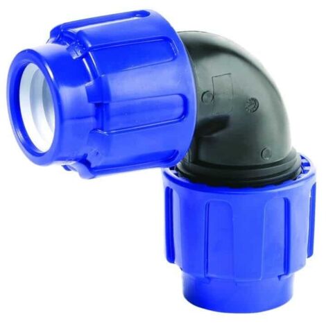 PE Rohr Verschraubung, 90° Winkel, 25mm, Klemmverbinder, Trinkwassergeeignet