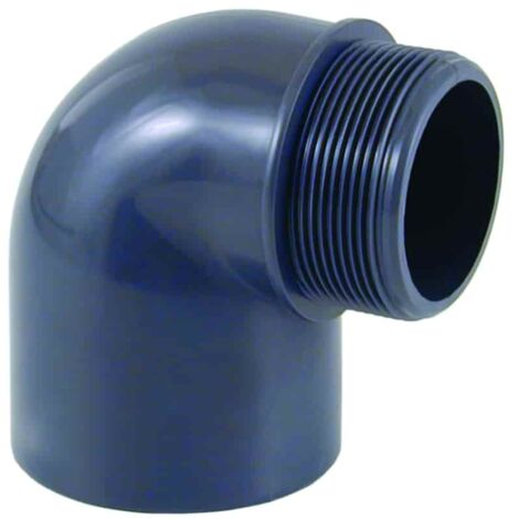 PVC Winkel 50mm, 90 Grad, PVC Fitting Muffe x AG, PN10