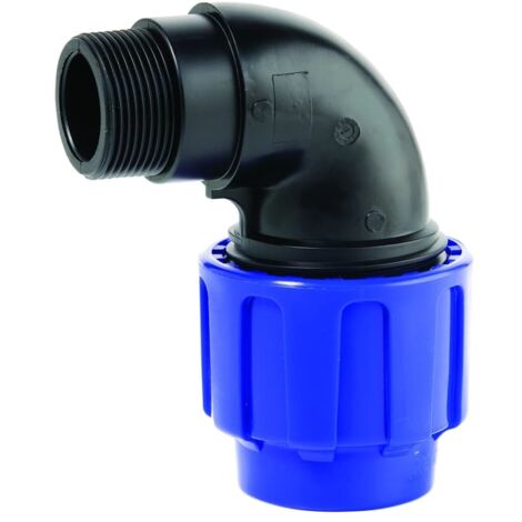 PE Rohr Verschraubung, Winkel 90°, 40mm Klemmverschraubung, Trinkwasser geeignet