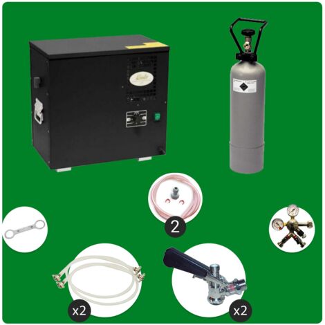 Komplett Set Zapfanlage, Bierzapfanlage AS-40, 2-leitig, Durchlaufkühler, Nasskühler - Untertheke, Green Line, Zapfkopf:5 Liter Adapter,Zapfkopf 2:Dreikant (1/5)
