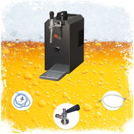 Komplett Set - Zapfanlage, Bierzapfanlage JET 30K Bierkoffer mit Luftpumpe Durchlaufkühler 1-leitig Trockenkühler, bis zu 35 Liter/h, Korb