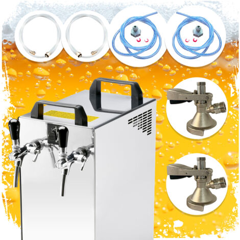 Komplett Set Zapfanlage Kontakt 40/K Bierzapfanlage 2-leitig Trockenkühlgerät aus Edelstahl, 50 Liter/h, mit Membranpumpe, Green Line, Zapfkopf:Kombi,Zapfkopf 2:KeyKeg (1/5)