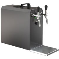 Untertheken Komplett Set - Zapfanlage STREAM 50K mit Luftpumpe Bierkoffer, Bierzapfanlage, Durchlaufkühler 2-leitig Trockenkühler, bis zu 55 L/h - BLACK EDITION, Zapfkopf 2:Korb,Zapfkopf:NC Adapter