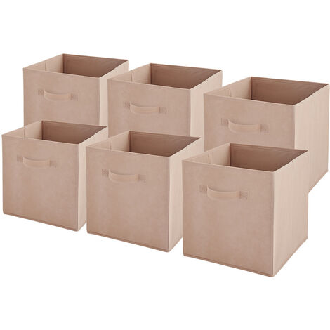 Lot de 6 bacs de rangement intissés pliables - Rose poudré - 27x27x27 cm  - BOX & BEYOND