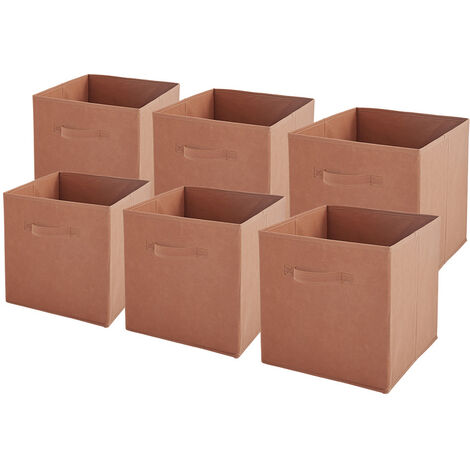 Lot de 6 bacs de rangement intissés pliables - Terracotta coton - 27x27x27 cm - BOX & BEYOND