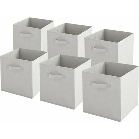 Lot de 6 bacs de rangement intissés pliables - Gris Nuage - 27x27x27cm  - BOX & BEYOND