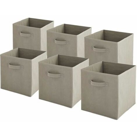 Lot de 6 bacs de rangementintissés pliables - Taupe - 27x27x27cm  - BOX & BEYOND