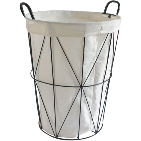 CENTRALE BRICO Panier à linge en métal Scandi, noir, l.40 x H.50 x P.40 cm (1/5)
