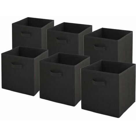 Lot de 6 bacs de rangement intissés pliables - Noir - 27x27x27cm  - BOX & BEYOND