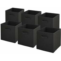 Lot de 6 bacs de rangement intissés pliables - Noir - 27x27x27cm - BOX & BEYOND