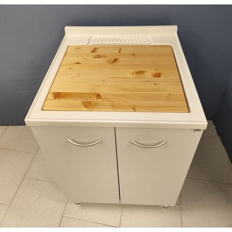 MOBILE LAVATOIO VASCA RESISTENTE ACIDI CM.45X50 SERIE LADY BIANCO CON ASSE  IN LEGNO