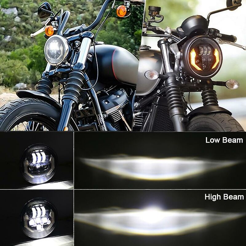 JMTBNO 7 Zoll Motorrad LED Scheinwerfer mit Rundem DRL + Bernstein