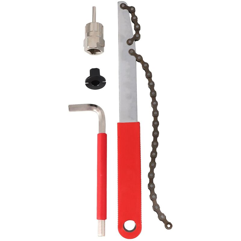 Werkzeug zum Entfernen der Fahrradkassette mit Kettenpeitsche und  Hilfsschlüssel. Werkzeuge zum Entfernen des Fahrradkettenrads Spro