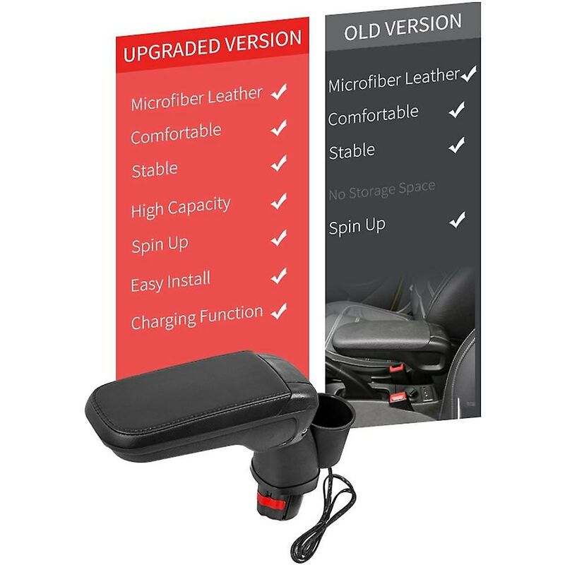 Auto-Arm-Mittelarmlehnen-Aufbewahrungsbox mit Wasserbecherhalter mit USB  für Smart Fortwo 453 2015–2019