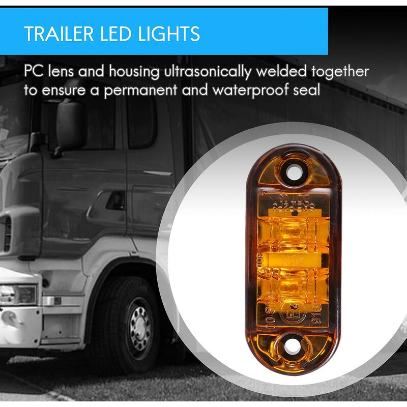 10x gelbe LED 2,5 Zoll 2 Diodenlicht Oval Clearance Trailer Truck  Seitenmarkierungsleuchte