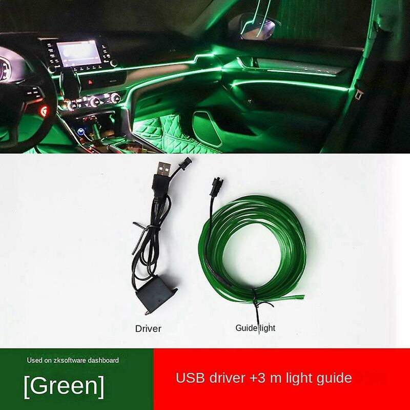 Im Auto Licht USB Auto Kaltlicht LED ohne Unterbrechung Modifikationslicht  (fluoreszierendes Grün)